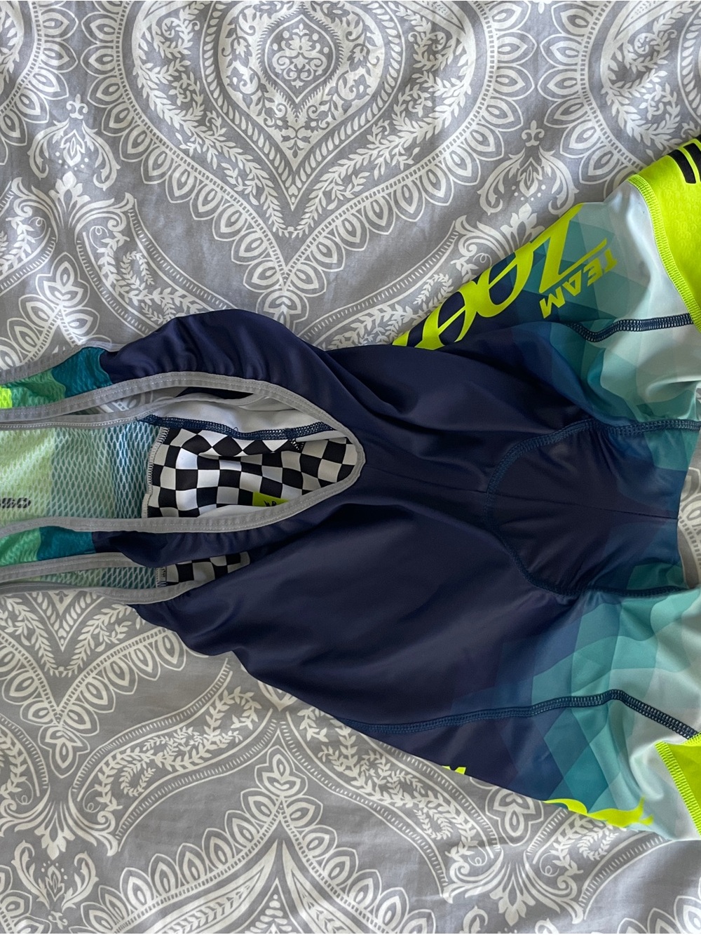Team Zoot Cycling Bib Shorts in Navy & Neon Yellow